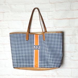 Barrington st anne tote blue gingham leather bag